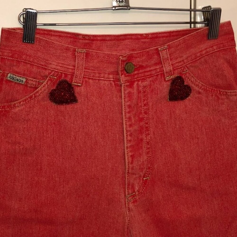 [2 f 90] Escada Vintage Jeans Boho Style, Red, Size 38 EU, 6 US